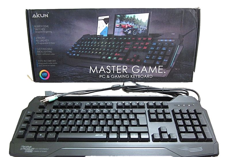 Clavier Gamer Azerty USB 7 Couleurs Rétro-Éclairé Q 4 Fonction Macro 1 Hub USB
