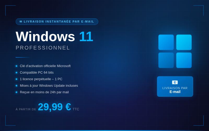 Licence Windows 11 Professionnel | Clé d’activation officielle | Livraison par e-mail Licence Windows 11 Professionnel | Clé d’activation officielle | Livraison par e-mail