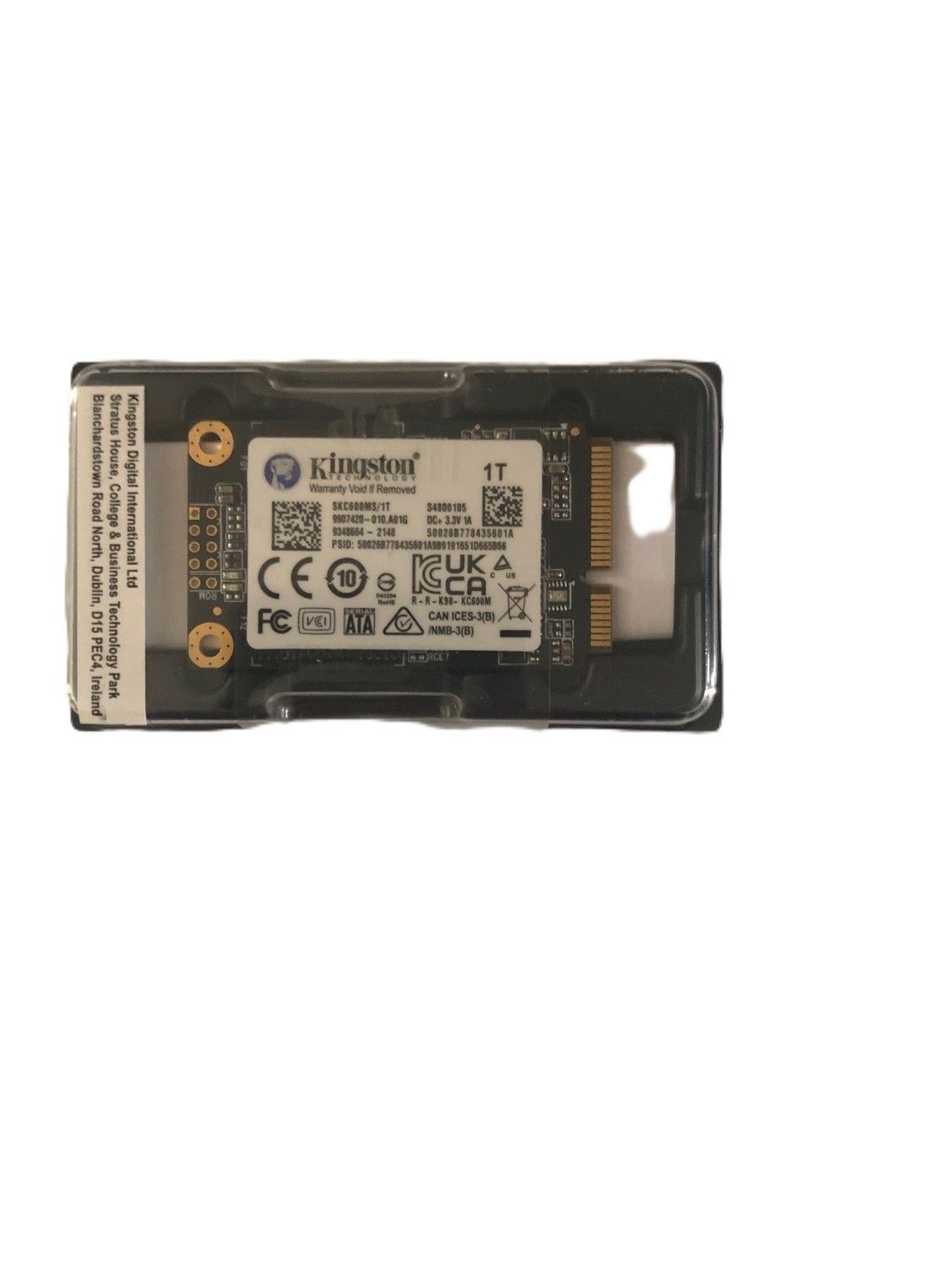 Kingston KC600 SSD 1To mSATA SATA III AES 256 bits TCG Opal Chiffrement Kingston KC600 SSD 1To mSATA SATA III AES 256 bits TCG Opal Chiffrement
