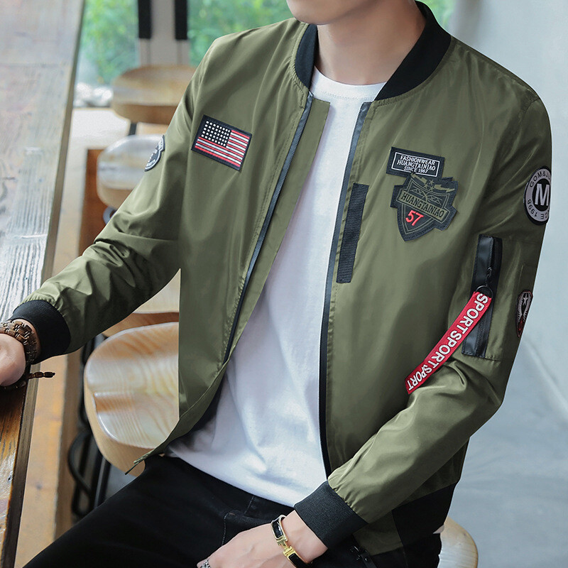 Autumn new men&#39;s jacket collar baseball suit youth, trend air force flying suit men&#39;s coat