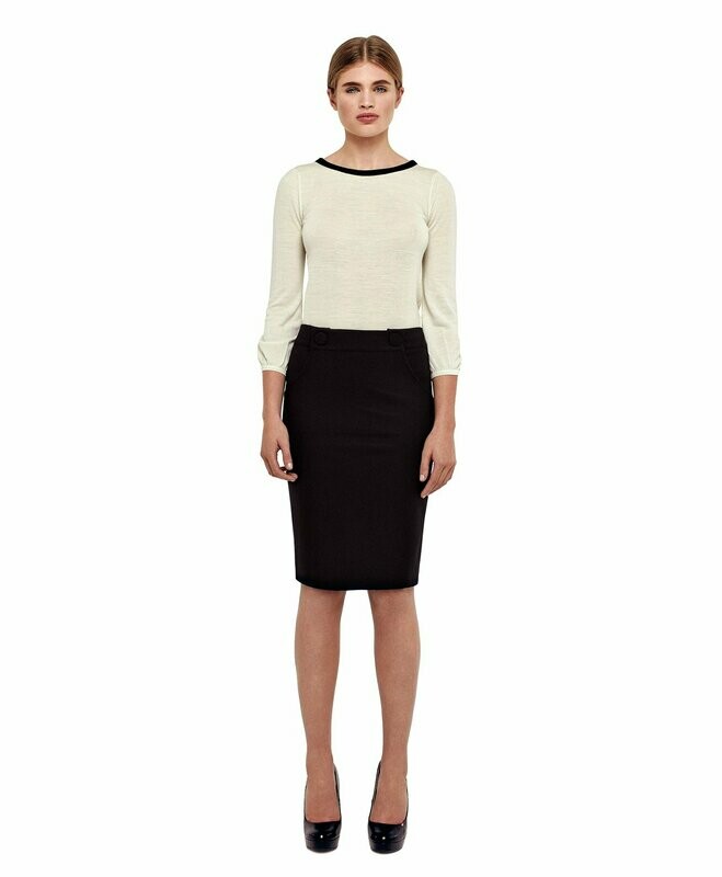 Black Tailored Pencil Ponte Skirt