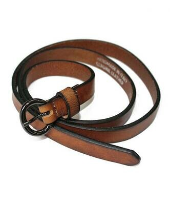 Tan Leather Skinny Belt