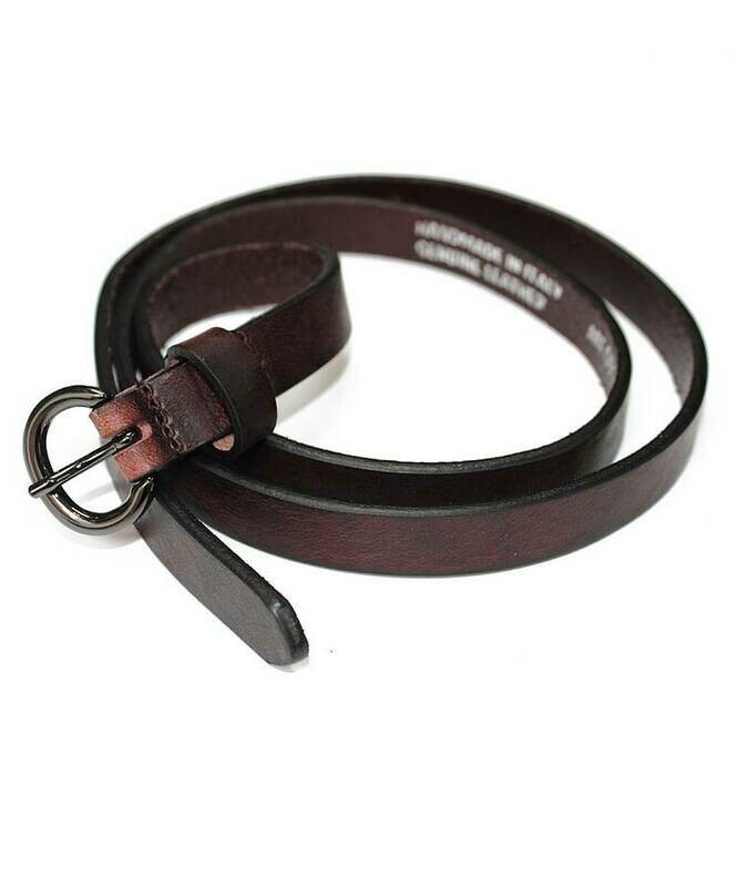 Brown Leather Skinny Belt