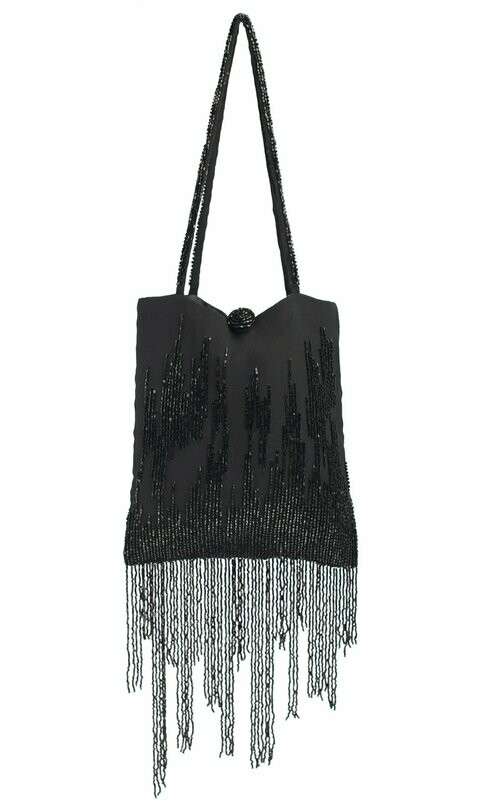Hand Beaded Fringed Silk bag