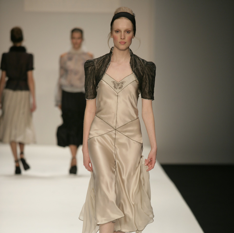 Silk Satin and Georgette beaded Dress and Bolero