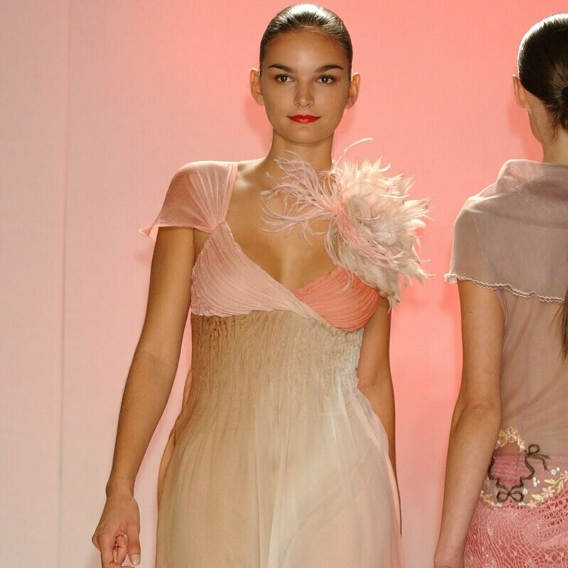 Silk Chiffon Draped Romantic Dress.
