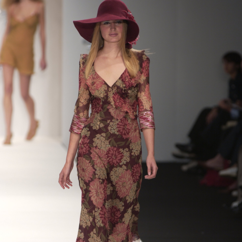 Dahlia Flower Print Silk Chiffon Dress Dahlia Flower Print Silk Chiffon Dress