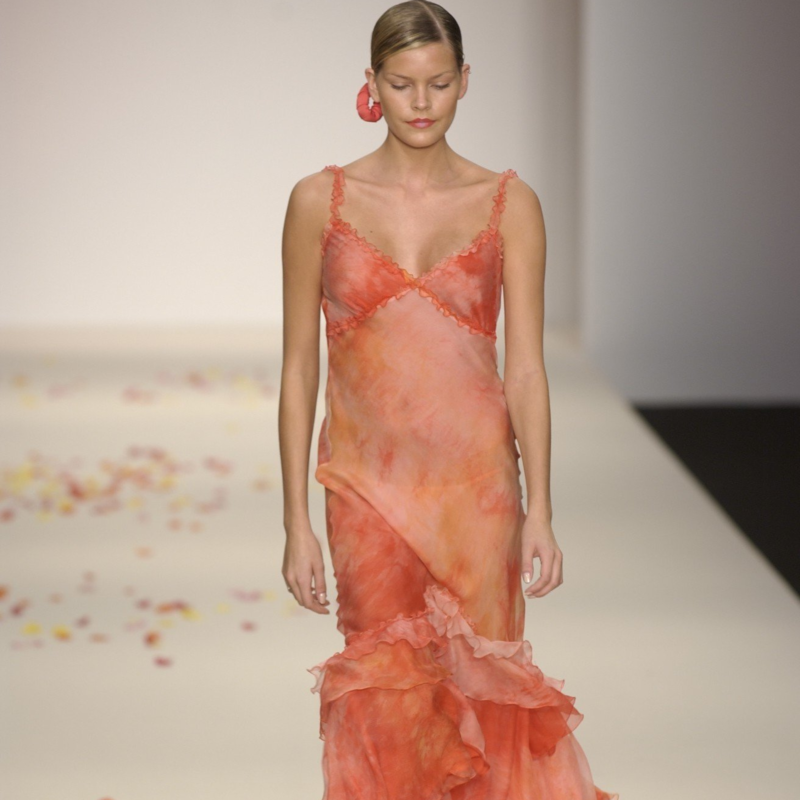 Silk Rose Print Long Evening Dress