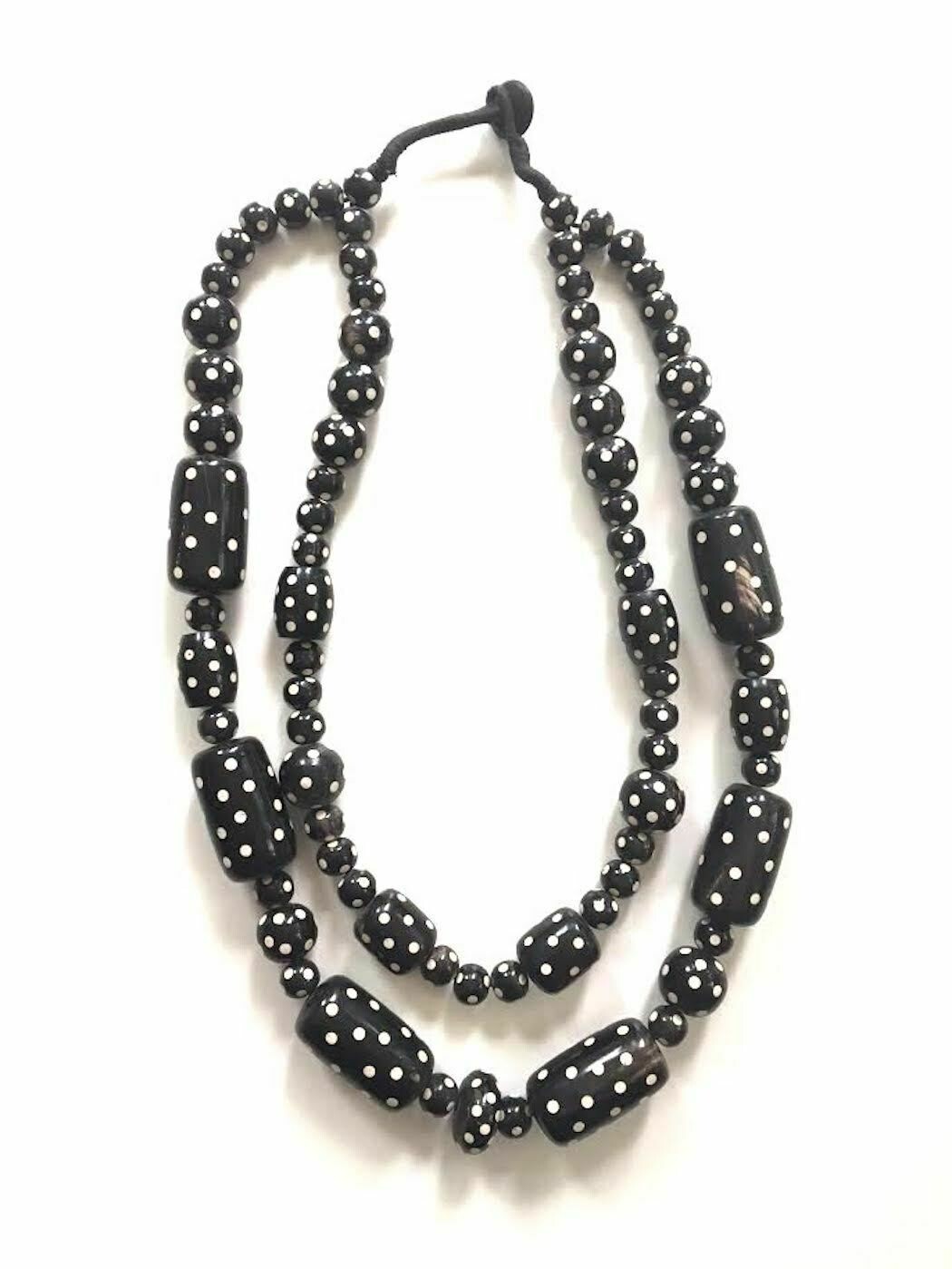 Monochrome Polka Dot large beads Necklace