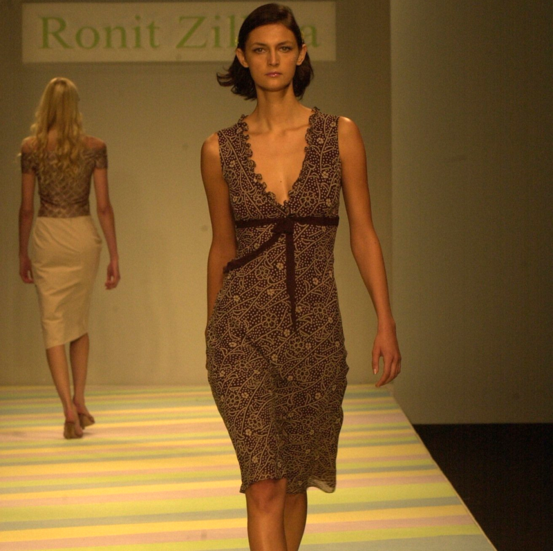 Monochrome Print Silk Tie Dress