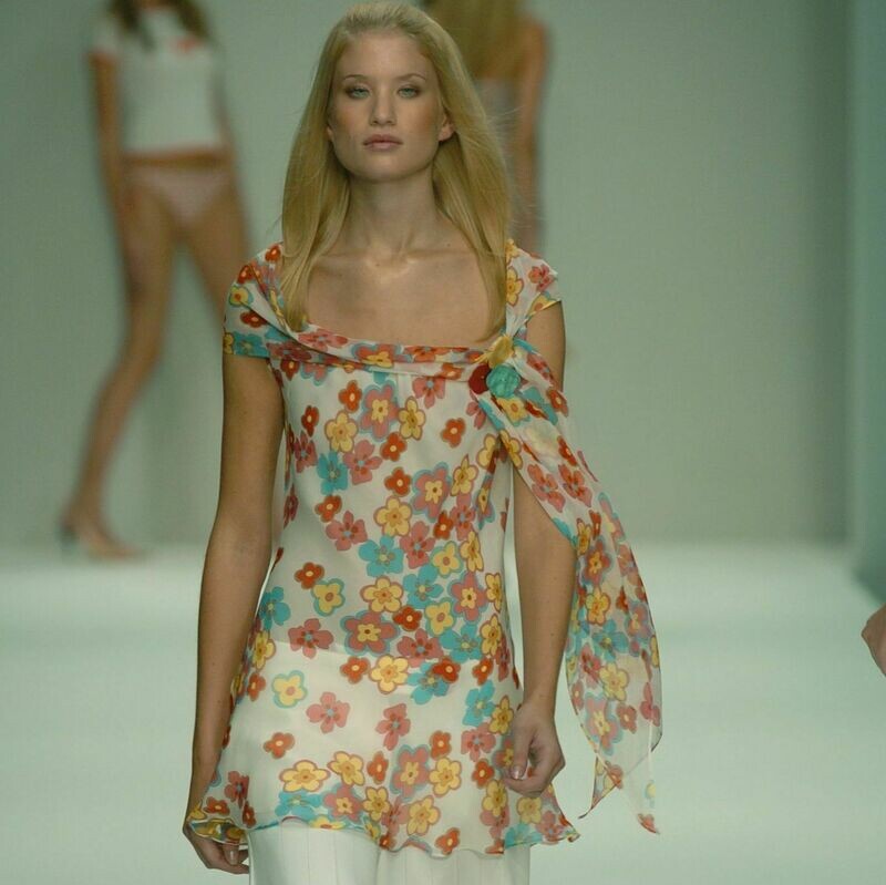 Summer Flower Print Silk Chiffon Tunic Top