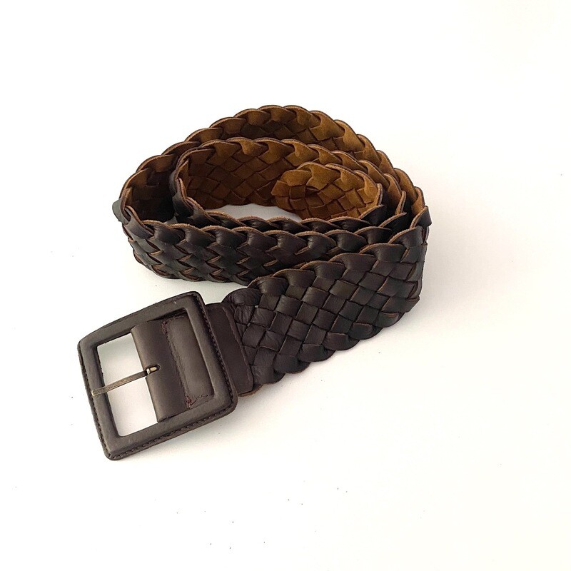 Brown Weave Reversible Leather  Belt