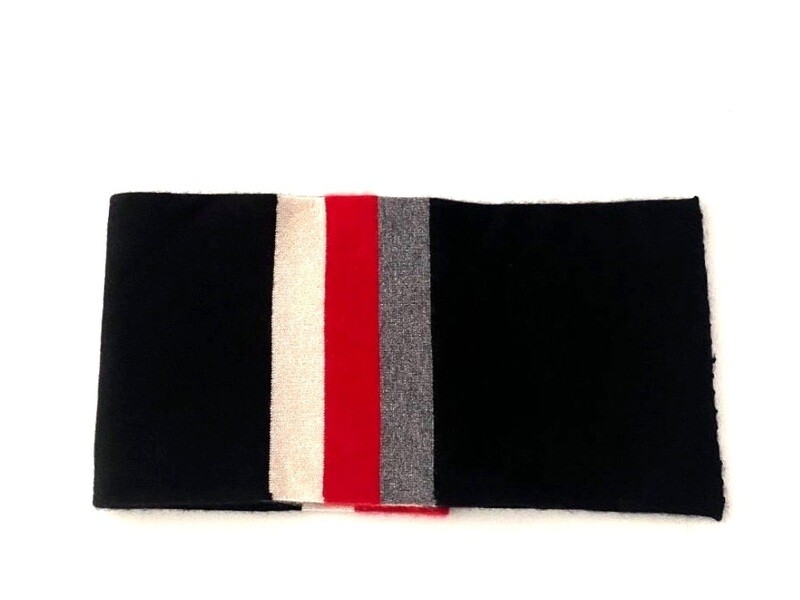 Cashmere Stripy Black  Red Neck Scarf