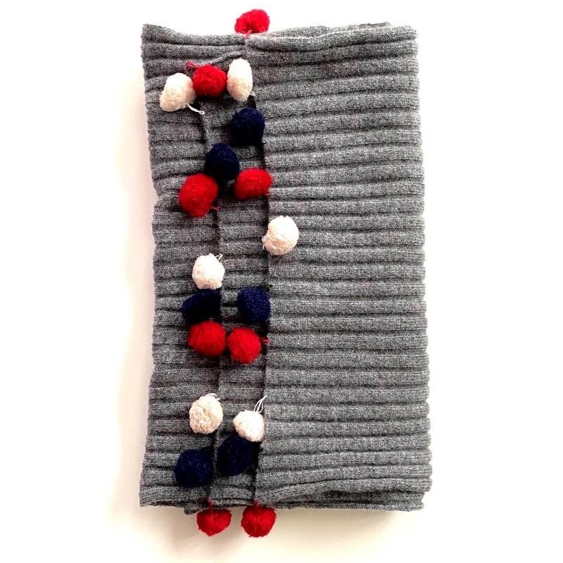 Grey Cashmere scarf with Nautical Pom Pom