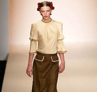 Brown Herringbone Skirt With Lace Trim Brown Herringbone Skirt With Lace Trim