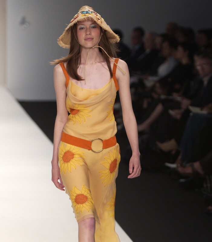 Sunflower Print Silk Chiffon Layered Dress