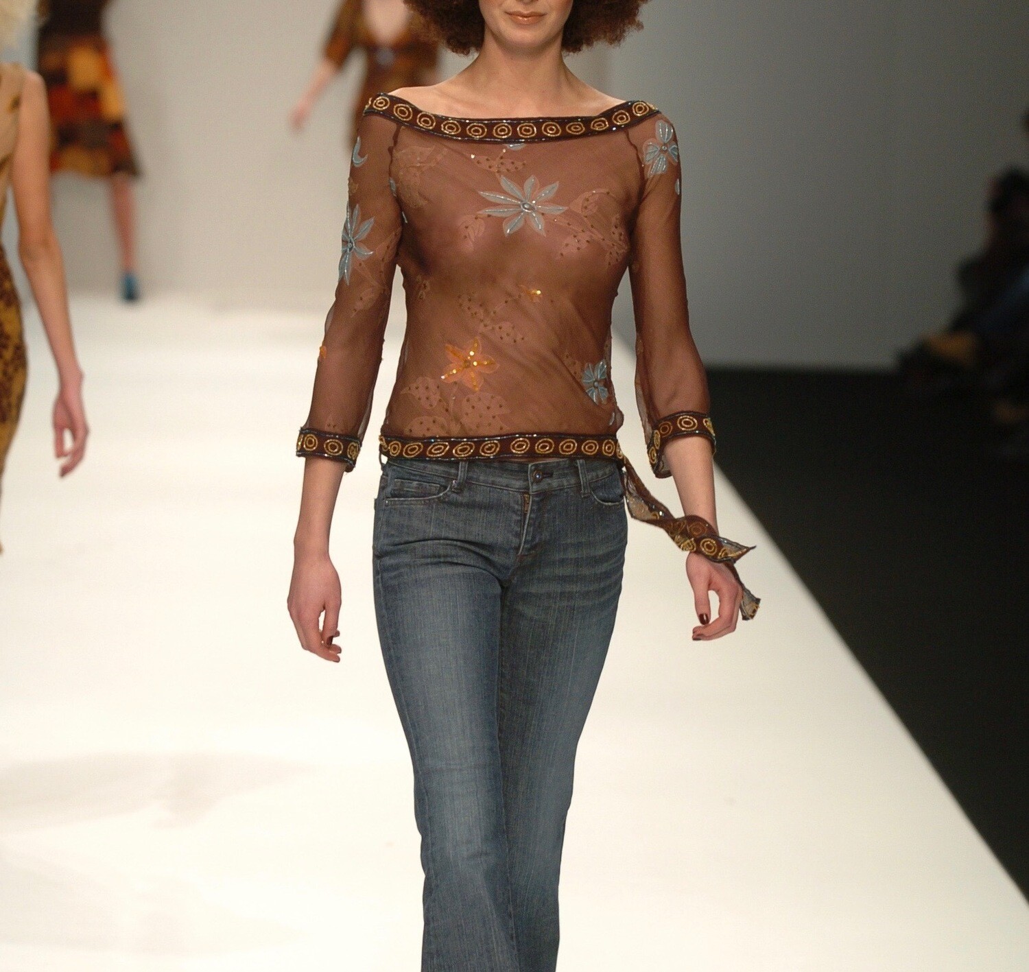 Painted Silk chiffon Beaded Top