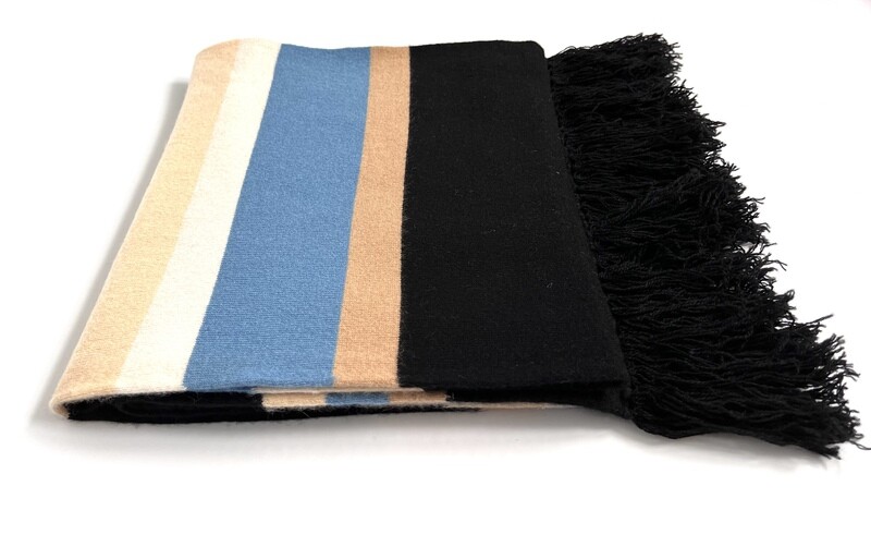 Cashmere Black Stripy Long Scarf
