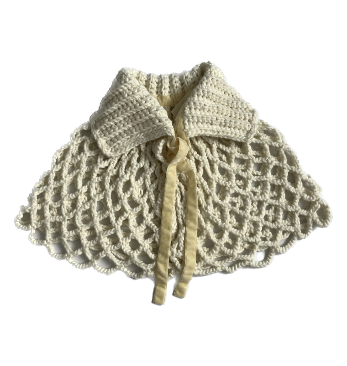 Crochet Cream Wool Cape