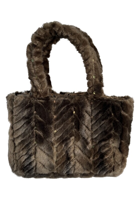Embroidered Fake Fur Bag
