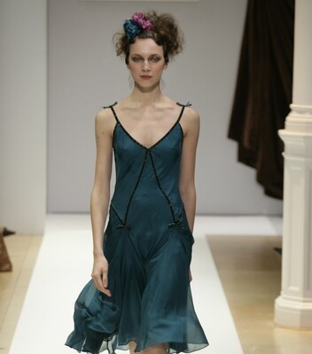 Cobalt Blue Silk Chiffon Dress
