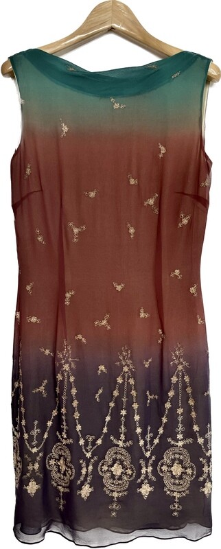 Gold embroidered silk Dress