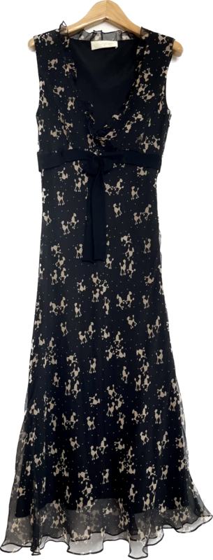 Poodle Print Silk Tie Dress