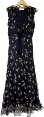 Poodle Print Silk Tie Dress