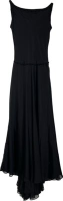 Low Back Long Black Silk Evening Dress