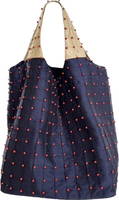 Nautical silk bucket bag