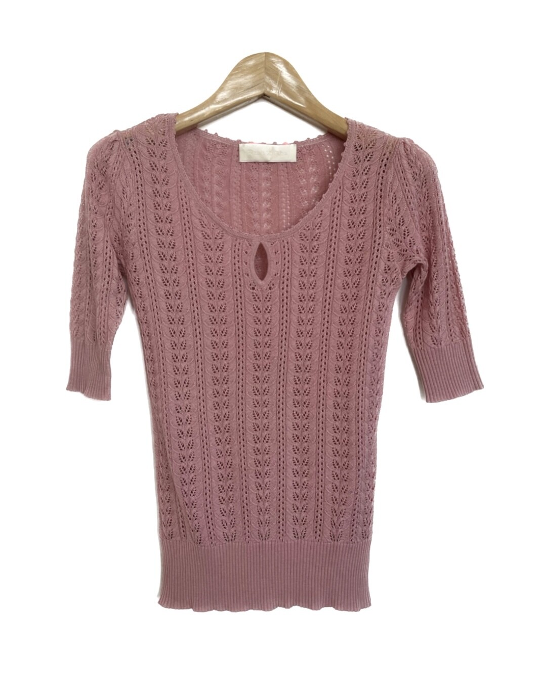 Pink Pointelle Knit  Top Pink Pointelle Knit  Top