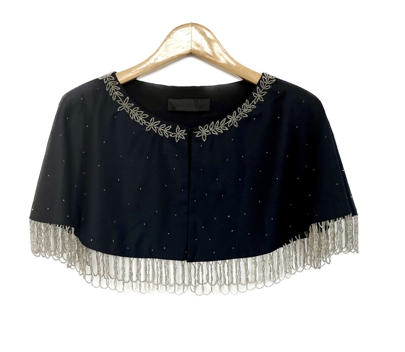 Wool and Silk Beaded Fringe Cape Wool and Silk Beaded Fringe Cape
