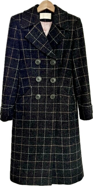 Harris Tweed Checked Coat in Charcoal Grey