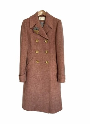 Harris Tweed Coat In Vintage Pink