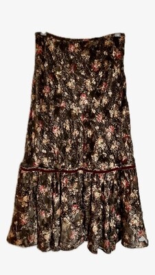 Velvet cut out floral midi skirt