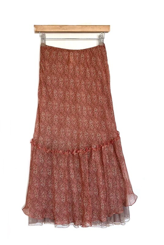 Floral Print Silk Skirt