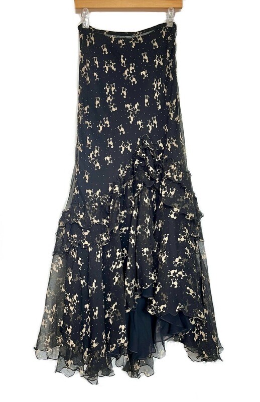 Poodle Print  Silk Maxi Skirt