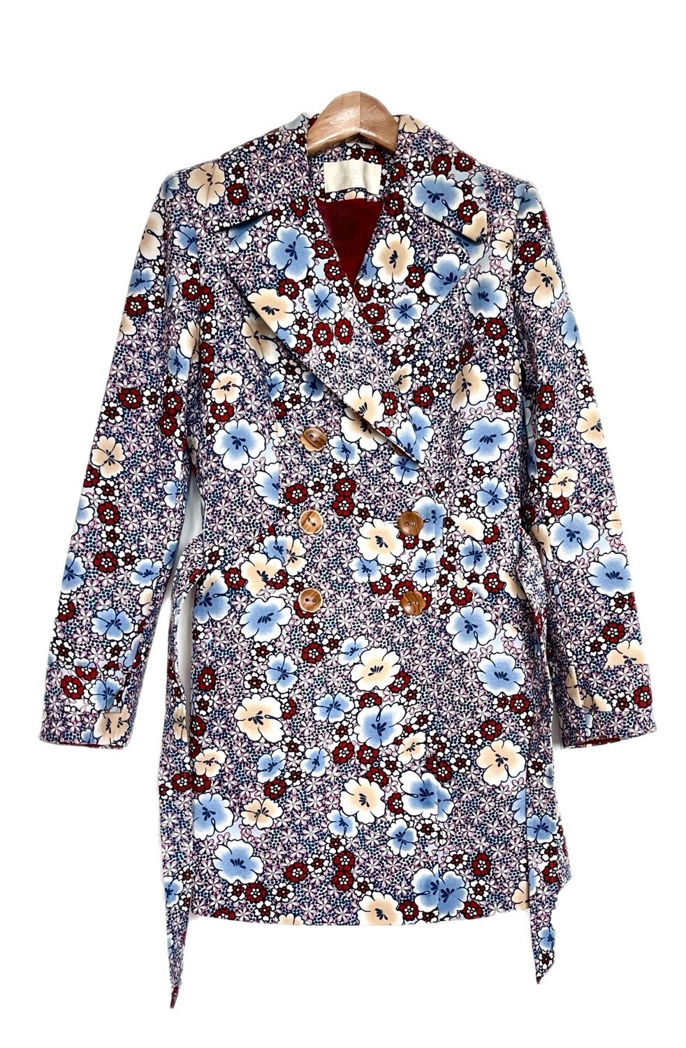 Cotton Trench Flower Print Coat