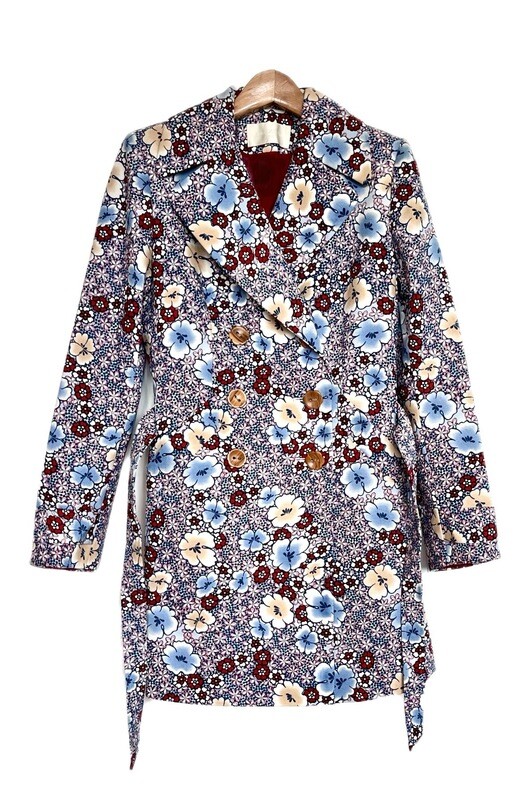 Cotton Trench Flower Print Coat Cotton Trench Flower Print Coat