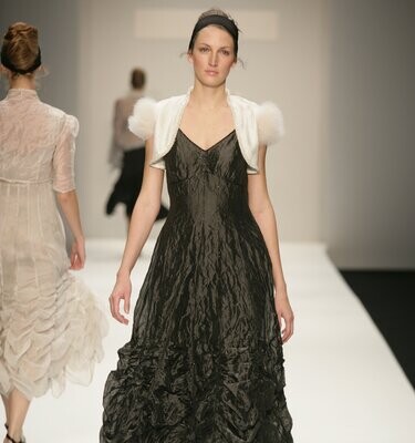 Black beaded Dress with waterfall hem