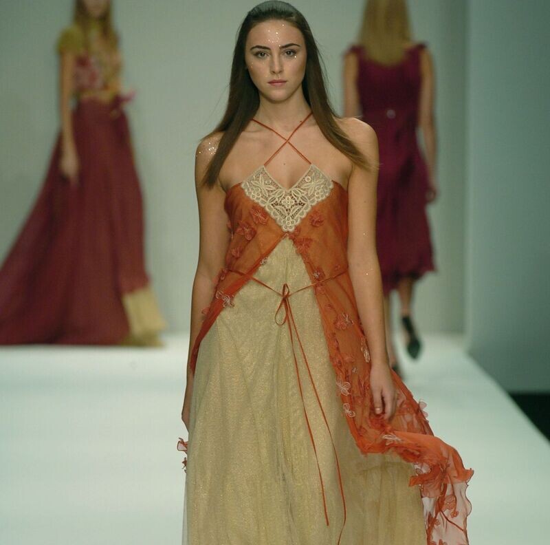 Layered Appliqué Silk  Dress