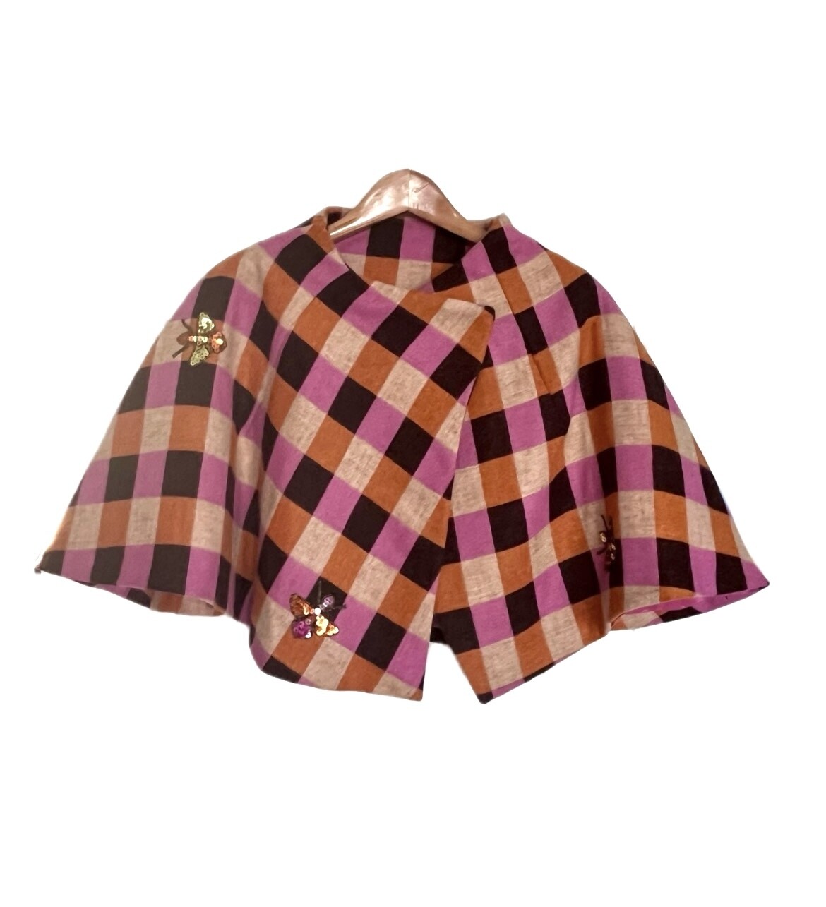 Checked Wool Cape