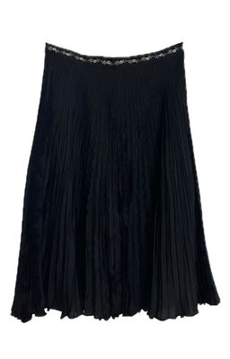 Black Silk Pleated Skirt