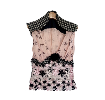 Guipure Lace and Poodle Print Top