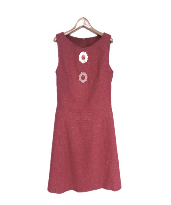 Red Silk Tweed A-Line Dress