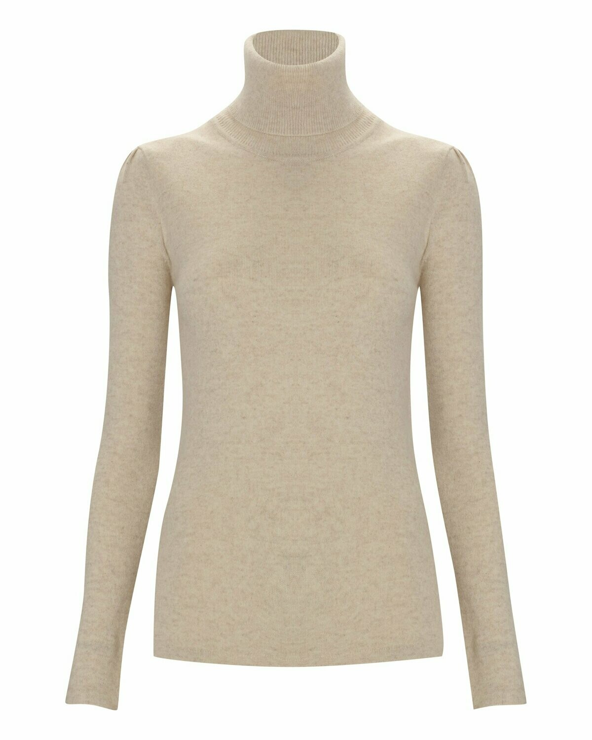 Pure Cashmere Cream Roll Neck Top
