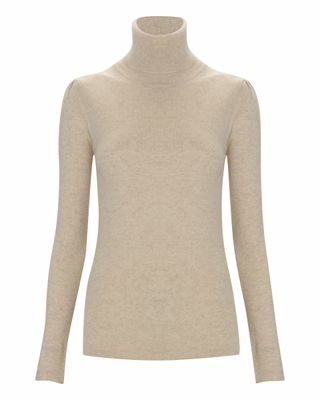 Pure Cashmere Cream Roll Neck Top