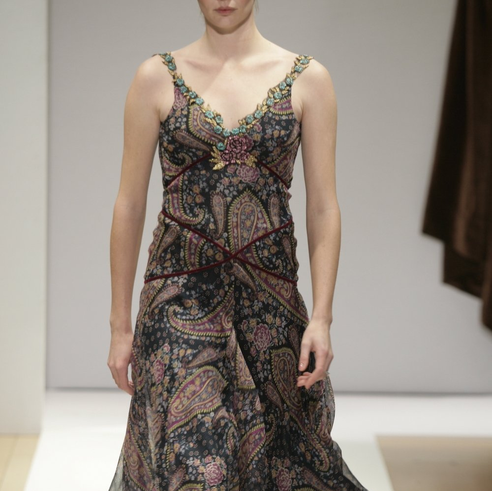Paisley Printed Silk Hand Beaded Dress Paisley Printed Silk Hand Beaded Dress