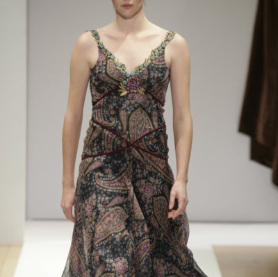 Paisley Printed Silk Hand Beaded Dress