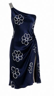 Silk Satin Midnight Navy Dress